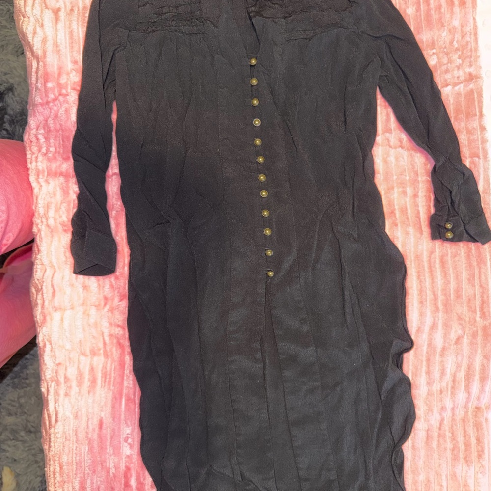 Maeve Black Dress with Gold Buttons